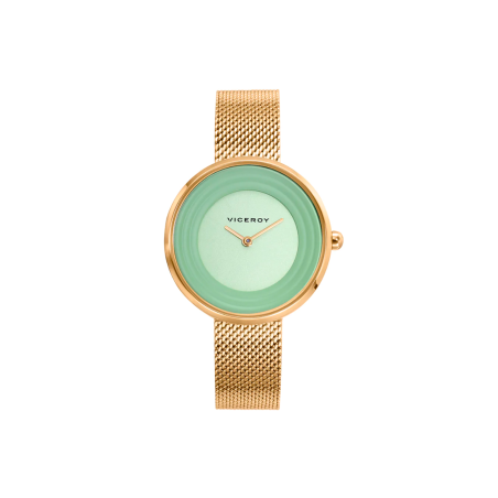 Reloj Viceroy mujer Kiss acero con esfera verde y malla IP dorado 42424-66