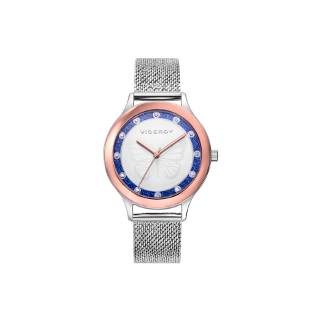 Reloj Viceroy mujer Kiss acero con esfera blanca bisel interior glitter con circonitas 401264-37