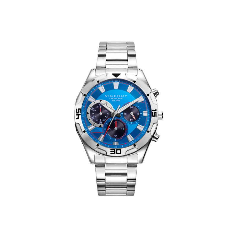 Reloj Viceroy de hombre Heat de acero con cronógrafo y esfera azul 401287-37