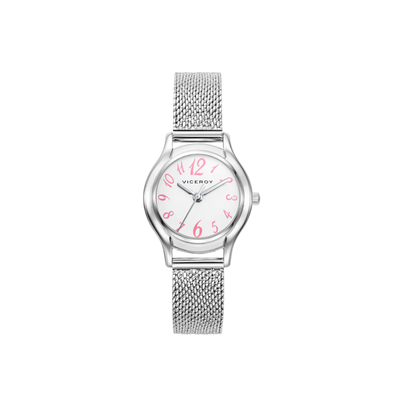 Reloj Viceroy niña Sweet con malla milanesa de acero y números color rosa 401172-04
