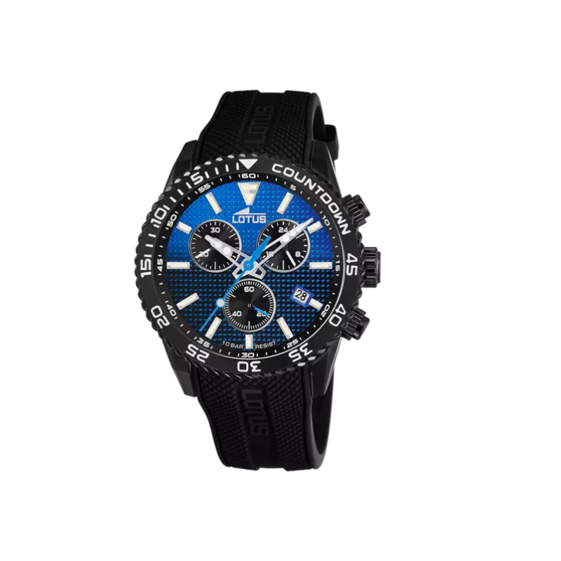 Reloj Lotus Hombre esfera azul y correa de caucho negro 18672/A