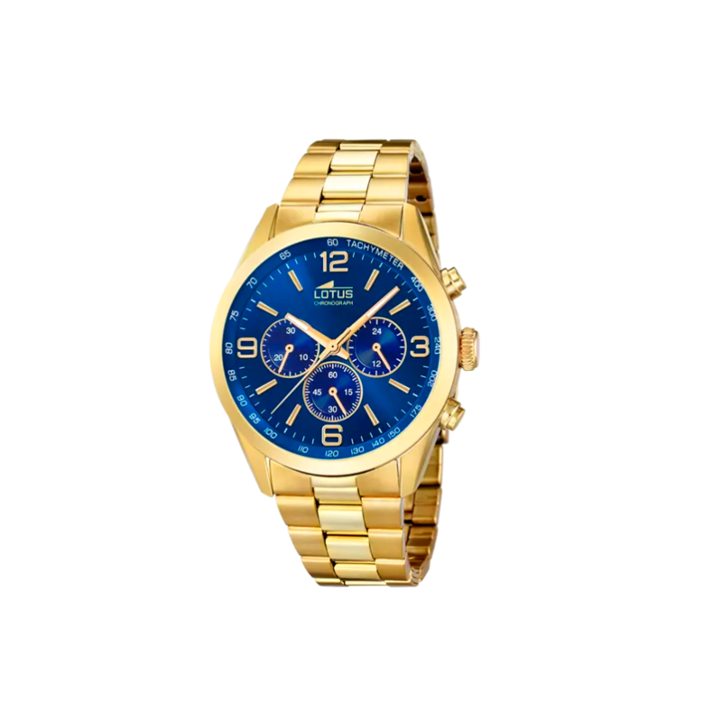 Reloj Lotus hombre minimalist esfera azul y correa dorada 18153/A