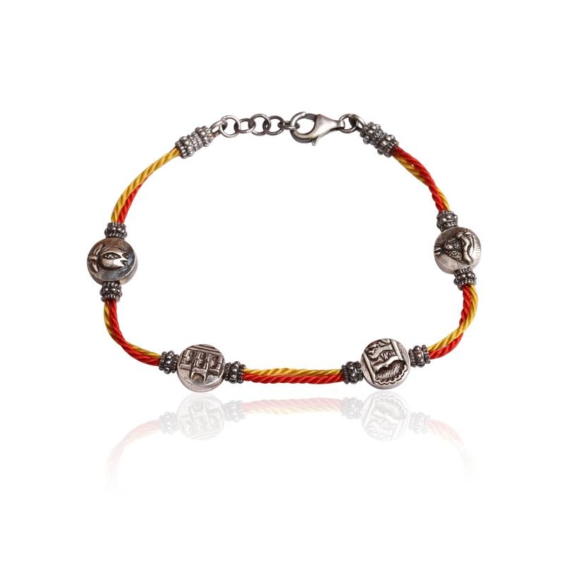 Pulsera Granada plata, rojo y amarillo