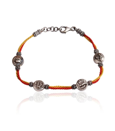 Pulsera Granada plata, rojo y amarillo