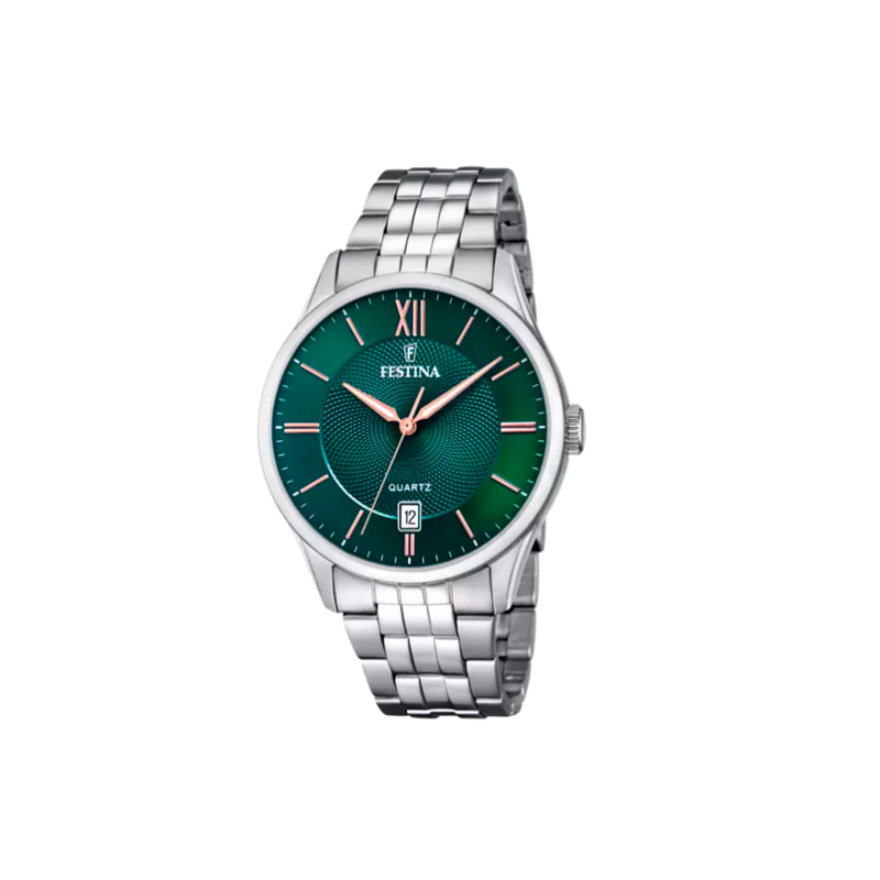 Reloj Festina hombre classics esfera verde y correa plateada F20425/7