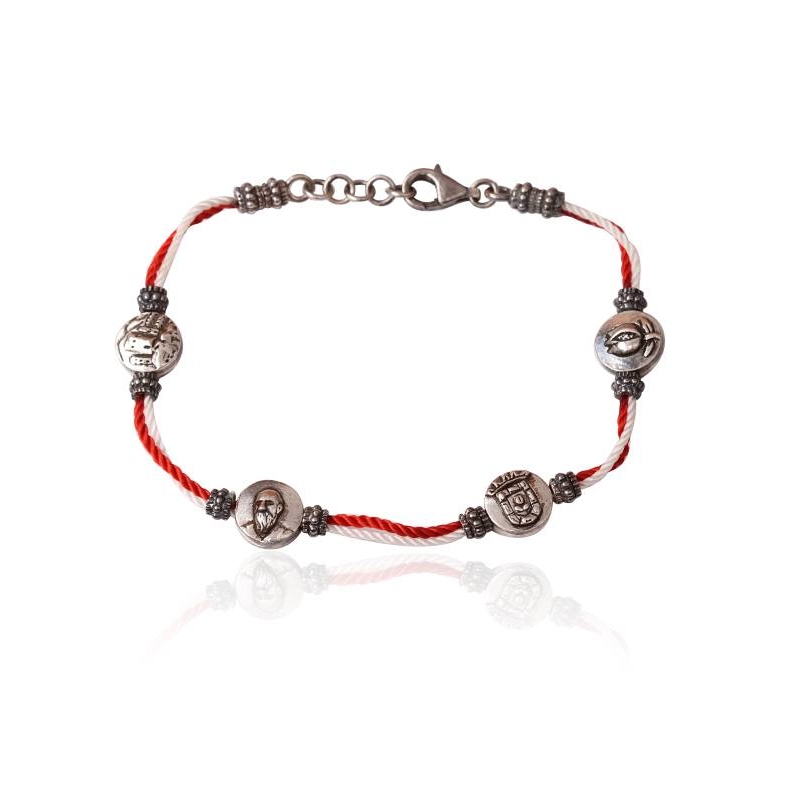 Pulsera Granada plata, rojo y blanco