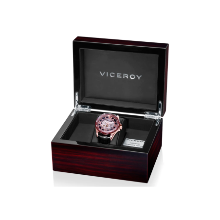 Reloj Viceroy Hombre Magnum caja de acero en Ip rosa y correa de piel negra 401341-13