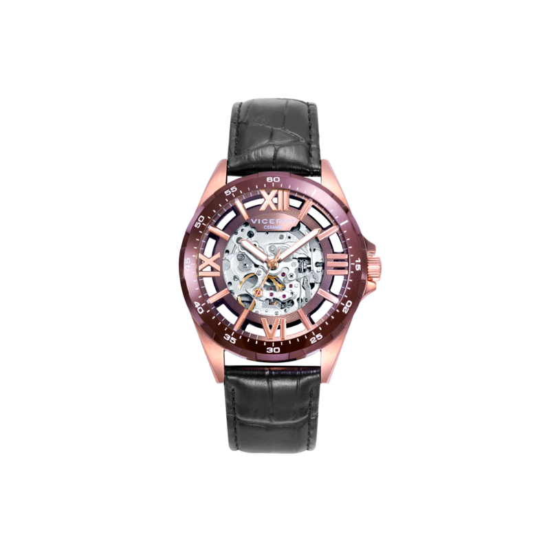 Reloj Viceroy Hombre Magnum caja de acero en Ip rosa y correa de piel negra 401341-13