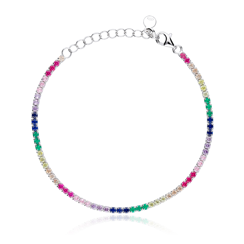 Pulsera "Raven" Plata primera ley circonitas multicolor