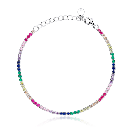 Pulsera "Raven" Plata primera ley circonitas multicolor