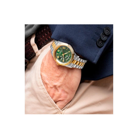 Reloj Dorado con Esfera Verde para Hombre
