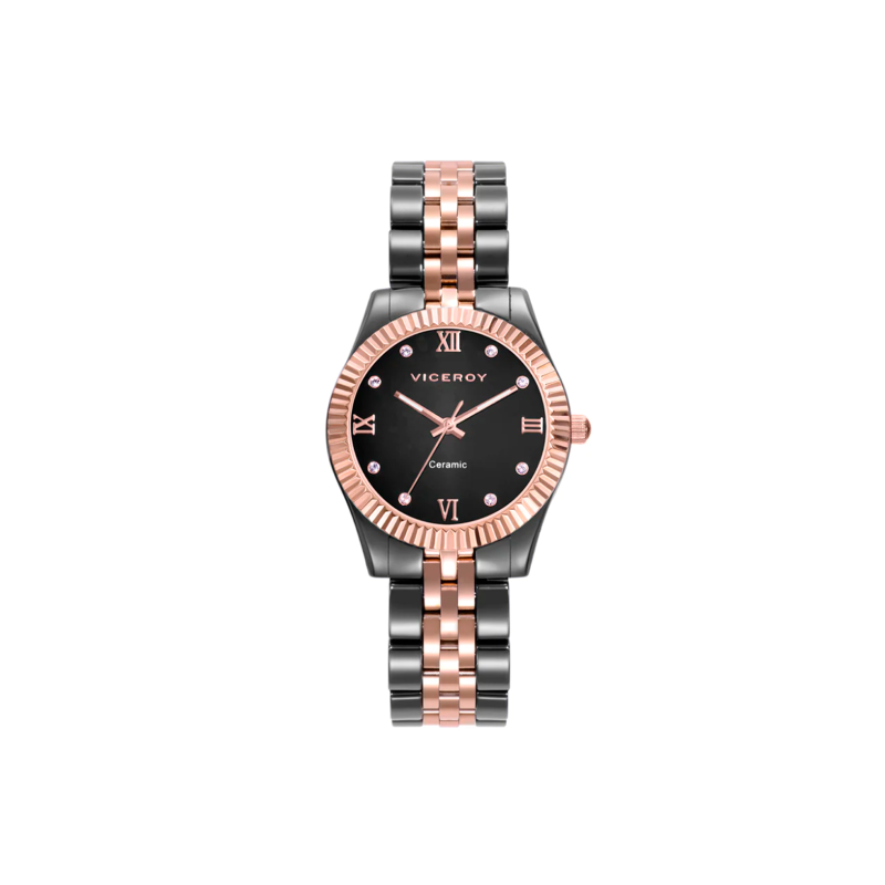 Reloj Viceroy Mujer Chic caja y brazalete de cerámica y acero Ip rosa  41124-53 - Joyerías Sánchez