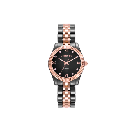 Reloj Viceroy Mujer Chic caja y brazalete de cerámica y acero Ip rosa 41124-53