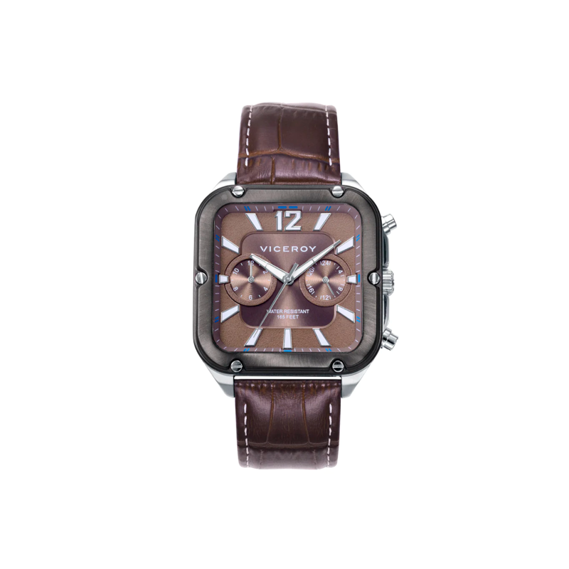 Reloj Viceroy Hombre Magnum caja bicolor y correa de piel marrón 401325-15