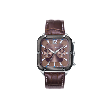 Reloj Viceroy Hombre Magnum caja bicolor y correa de piel marrón 401325-15