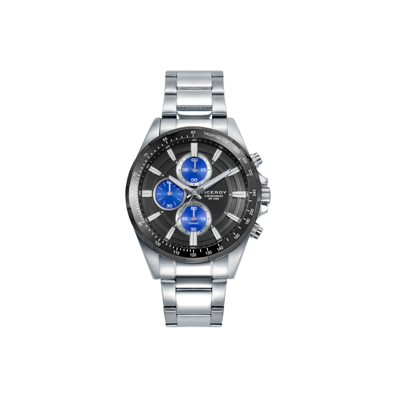 Viceroy Orologio Uomo Magnum Multifunzione – Cassa Acciaio, Quadrante Nero 41mm, Bracciale Acciaio, Impermeabile 50m