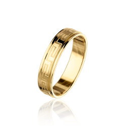 Alianza Oro 18k Tallada  Greca 