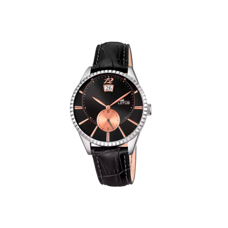 Reloj Lotus hombre esfera negra y correa cuero negra 18322/6