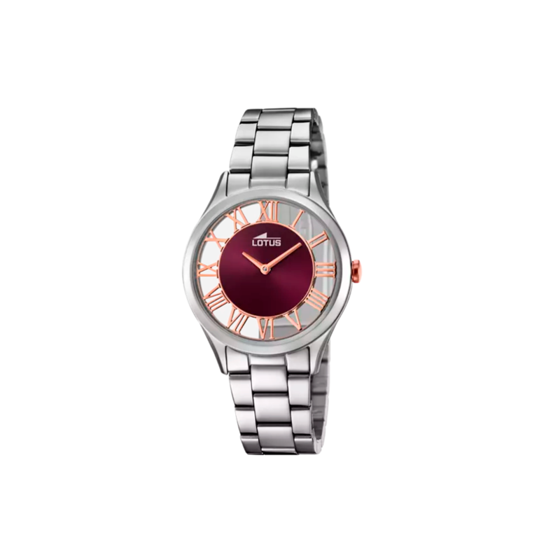 Reloj Lotus mujer Trendy esfera burdeos y números romanos 18395/5