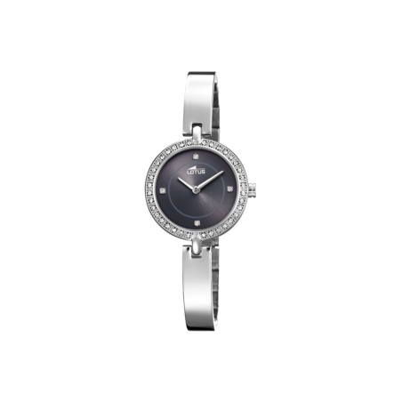 Reloj Lotus mujer negro circonitas correa acero inoxidable 316L 18547/2