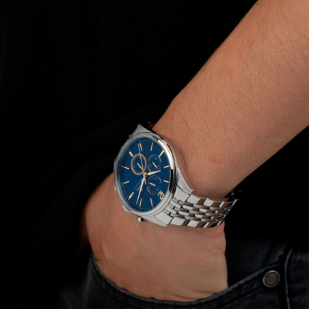 Reloj Festina hombre Timeless Chronograph esfera azul con detalles dorados F20285/3