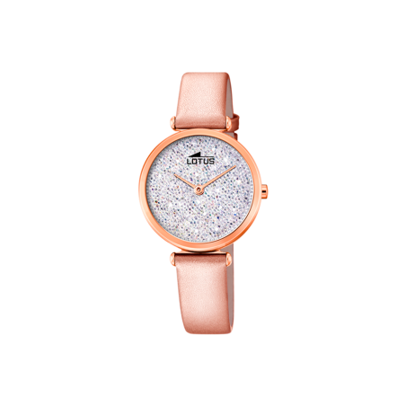 Reloj Lotus mujer esfera plateada correa cuero rosa 18608/1