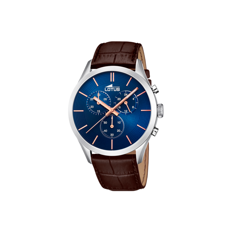 Reloj Lotus hombre Minimalist esfera azul correa cuero marrón 18119/4
