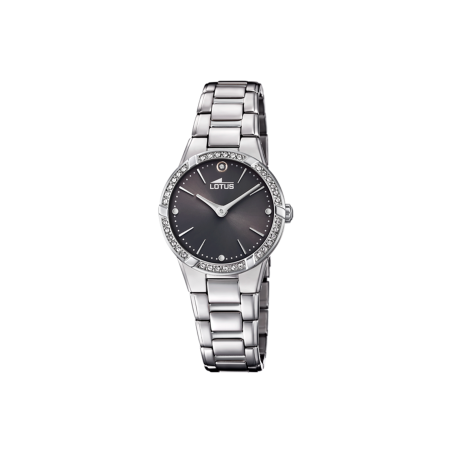 Reloj Lotus mujer negro y circonitas correa acero inoxidable 316L 18454/2