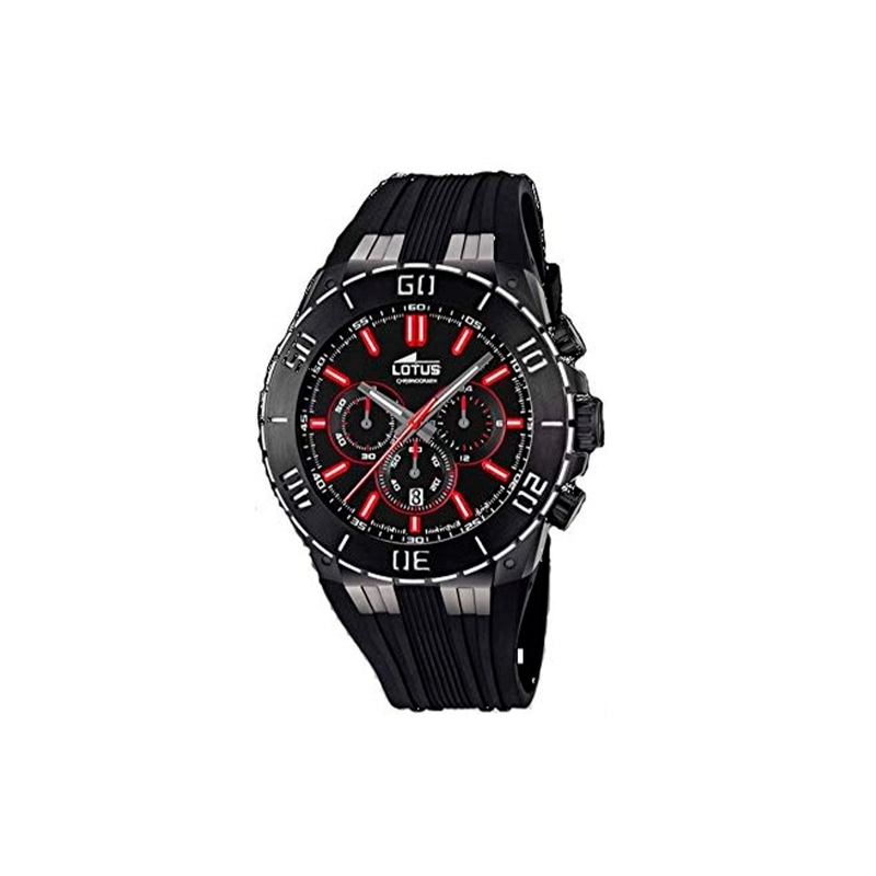 Reloj Lotus hombre esfera negra correa caucho 15802/5