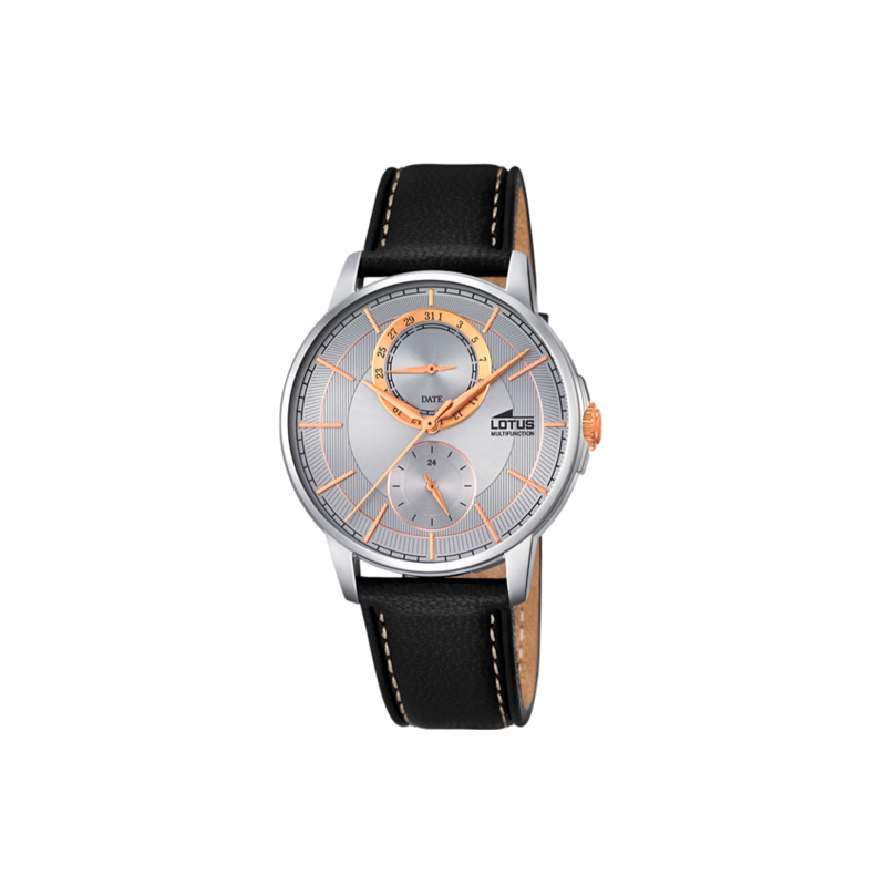 Reloj Lotus hombre acero correa piel y esfera gris 18323/1