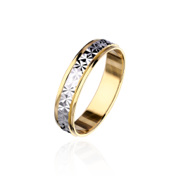 Alianza Tallada Oro Bicolor 18k  Nieve 