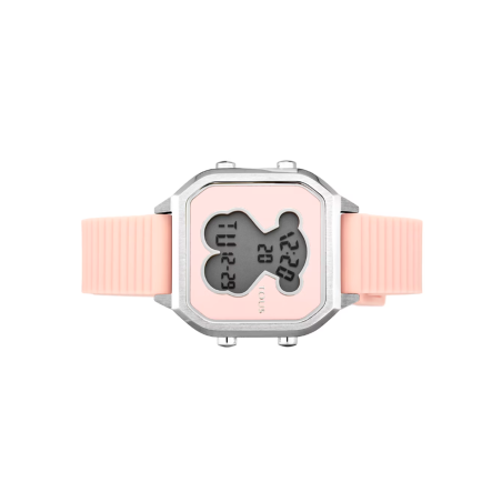 Reloj Tous digital D-Bear Teen de acero con correa de silicona rosa 100350385
