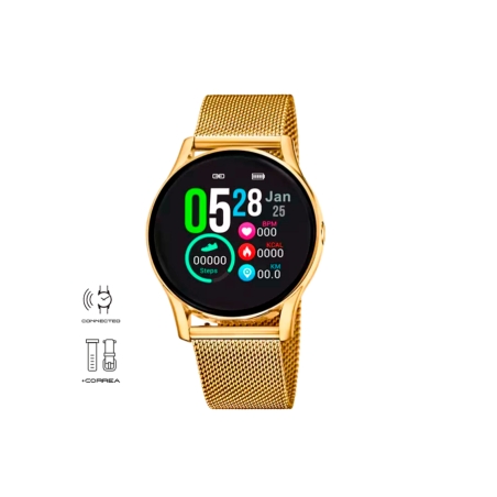 Reloj Lotus mujer Smartwatch, Bluetooth, correa milanesa dorada 50003/A