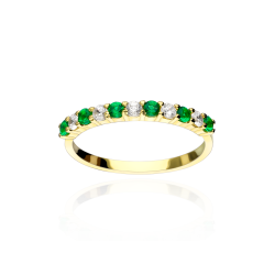 Anillo Oro 18k "Classic" Circonitas Verdes Blancas