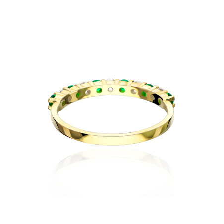 Anillo Oro 18k "Classic" Circonitas Verdes Blancas