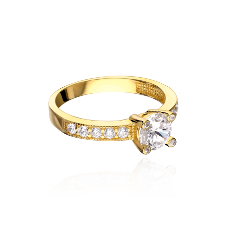 Anillo "Gran Casino" Solitario Oro 18k y circonitas