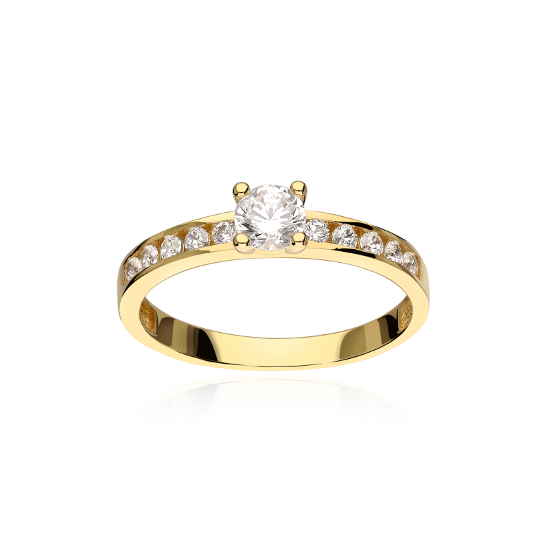 Anillo "Casino" Solitario Oro 18k y Circonitas