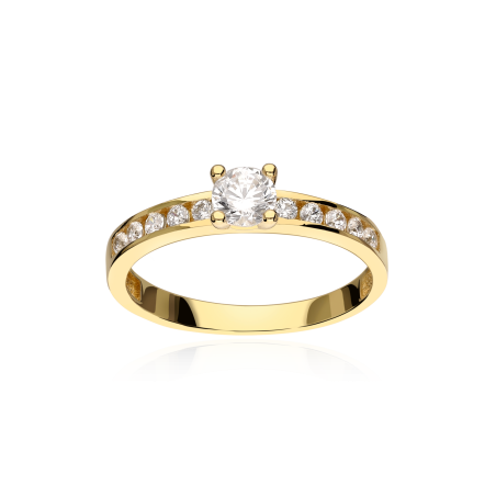 Anillo "Casino" Solitario Oro 18k y Circonitas