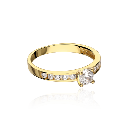 Anillo "Casino" Solitario Oro 18k y Circonitas