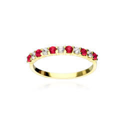 Anillo Oro 18k "Classic" Circonitas Rojas Blancas