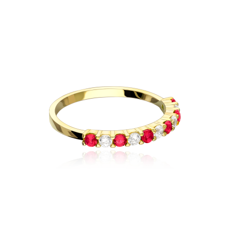 Anillo Oro 18k "Classic" Circonitas Rojas Blancas