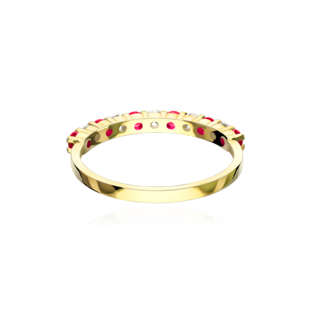 Anillo Oro 18k "Classic" Circonitas Rojas Blancas