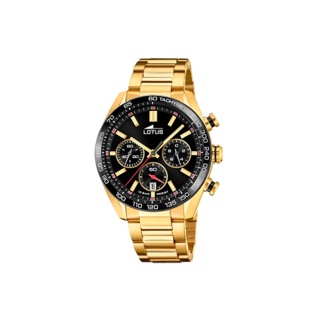 Reloj Lotus hombre Minimalist esfera negra acero dorado IP 18917/6