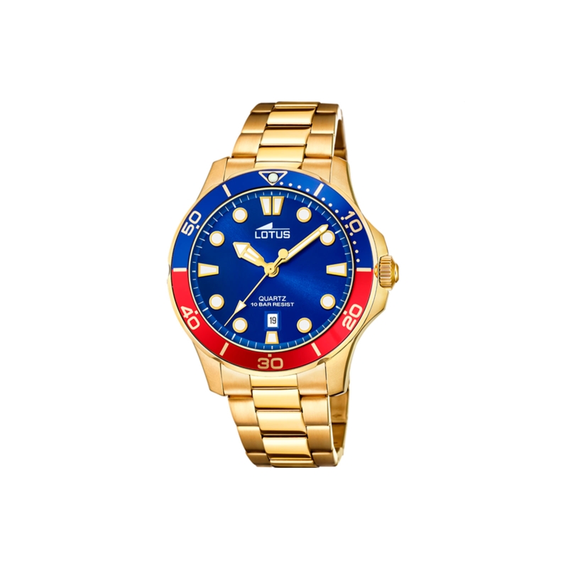 Reloj Lotus hombre acero dorado esfera azul 18761/5