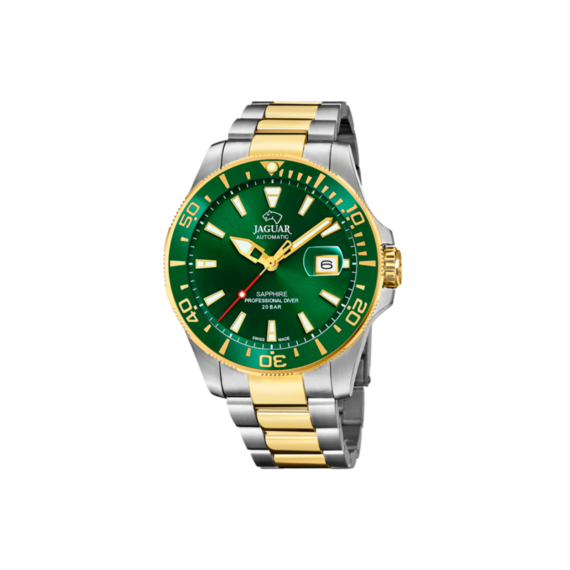 RELOJ JAGUAR EXECUTIVE J988/1 HOMBRE ANALÓGICO CADENA ACERO IP VERDE CAJA  ACERO 43.5 MILÍMETROS ESFERA VERDE CON CALENDARIO MAQU