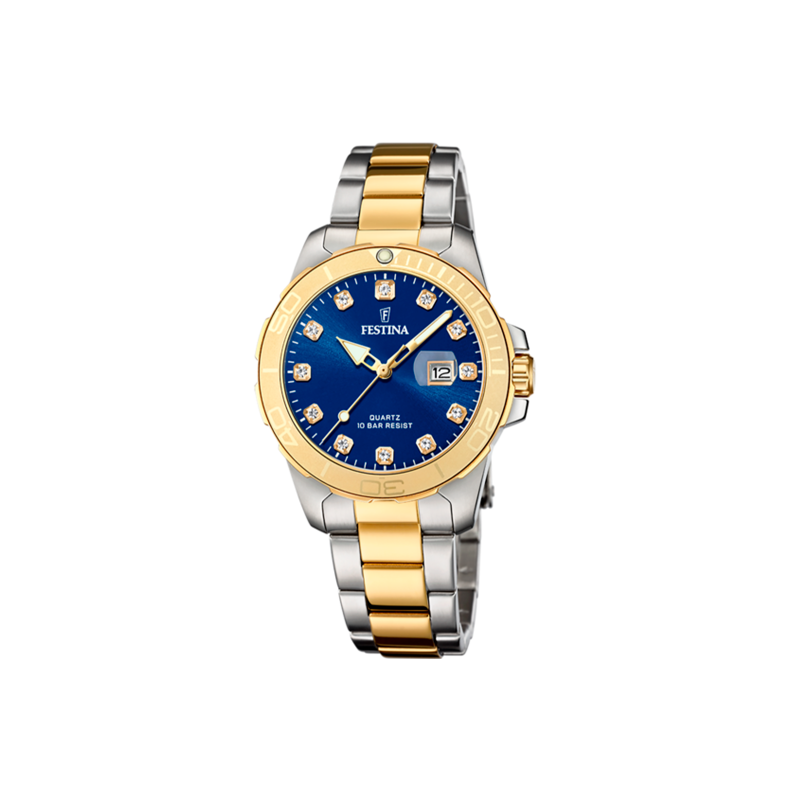 Reloj Festina mujer acero bicolor esfera azul F20504/3