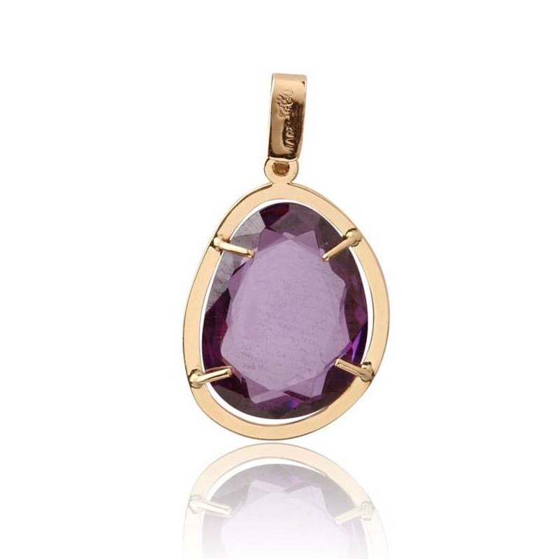 Colgante Oro 18k piedra morada irregular