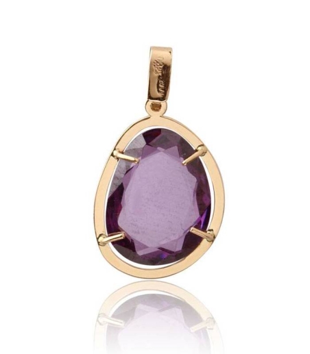 Colgante Oro 18k piedra morada irregular