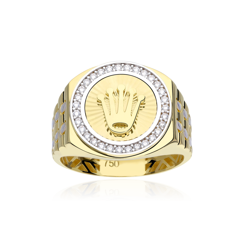 Anillo "Bisoglio" Oro 18k y circonitas