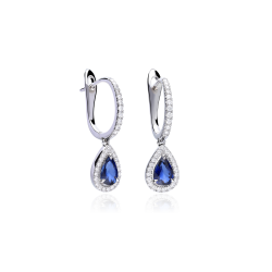 Pendientes Oro Blanco Diamantes y Zafiros  Altenberg 